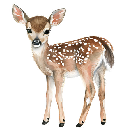 Baby cute deer watercolor illustration, AI generated.の素材