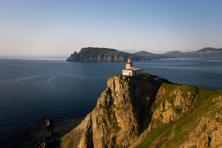 Lighthouse Baluzek on the coast of the Sea of Japan