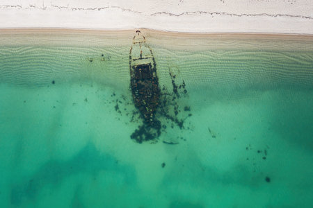 Top view of a beautiful tropical beachの写真素材