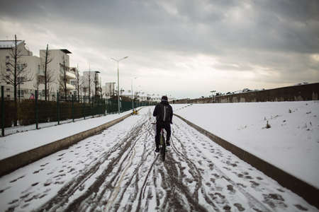 Immeretinskaya Embankment of Sochi after a winter snowfallのeditorial素材