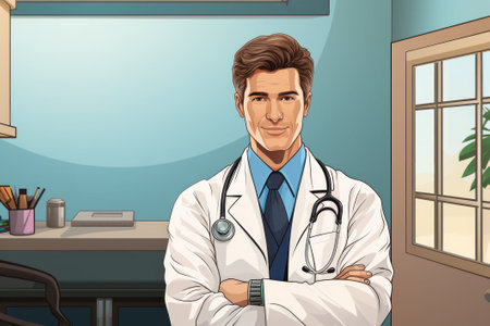 Portrait of a doctor with a stethoscopeの素材