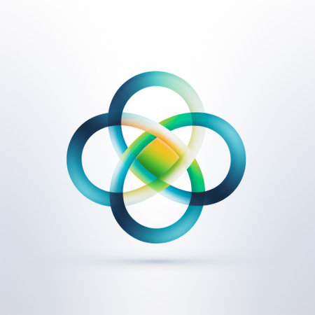 Company logo made of intertwining patterns in the shape of a flowerの素材