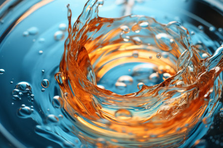 Frozen in flight splash of colorful waterの写真素材