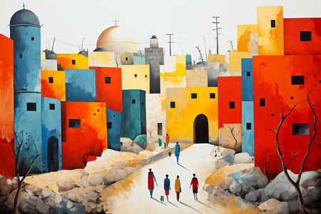 Drawing abstraction of city blocks in dense buildingsの写真素材