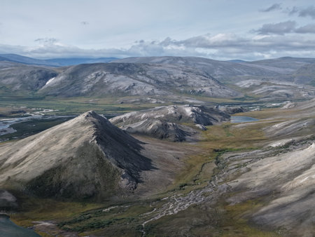 Chukotka subarctic tundra wilderness Arctic coastal formations landscapeの写真素材