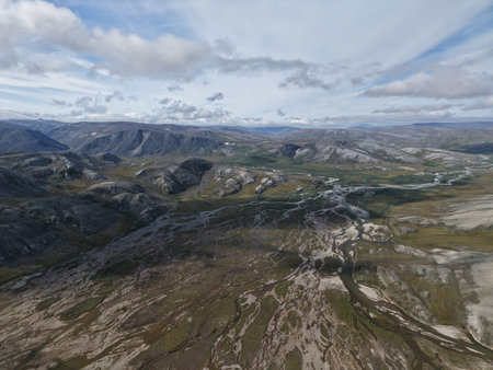 Arctic terrain Chukotka peninsula pristine nature perspective landscapeの写真素材