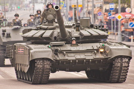 Moscow / Russia - May 6, 2018: Rehearsal of the parade dedicated to victory in the Second World War....
