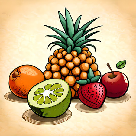 Fruits design over beige background, vector illustration eps 10. created with the help of artificial intelligenceの素材