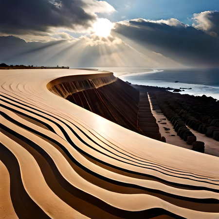 Sunset over the sand dunes of Maspalomas, Gran Canaria created by artificial intelligenceの素材