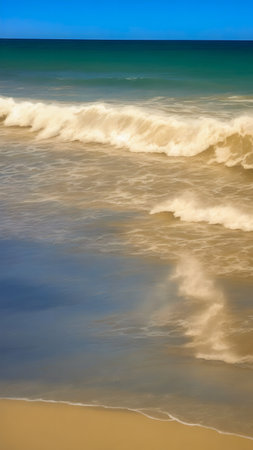 beautiful beach and tropical sea, photo as a background, digital image created with the help of artificial intelligence technologiesの素材