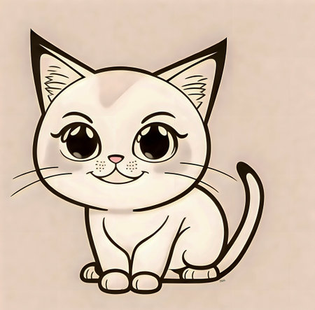 Cute cartoon cat. Vector illustration for your design. Isolated on a white background. created with the help of artificial intelligence technologiesの素材
