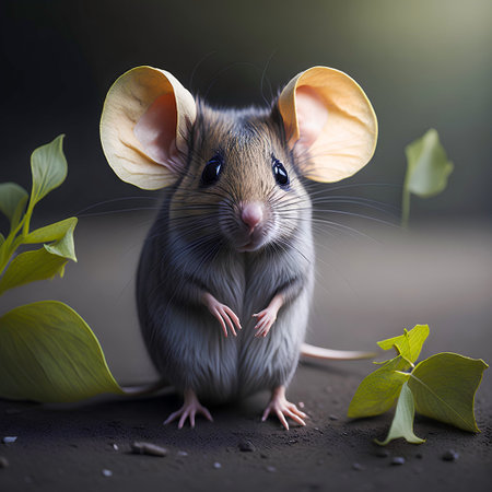 mouse and cheese created with the help of artificial intelligence technologiesの素材