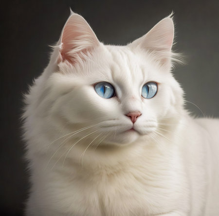 white cat with blue eyes, created using artificial intelligence technologies, created using artificial intelligence technologiesの素材