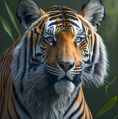 Tiger in the jungle,3d rendering. Computer digital drawing. created with the help of artificial intelligence technologiesの素材