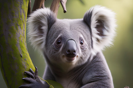 Koala in the eucalyptus tree, Australia. created with the help of artificial intelligence technologiesの素材