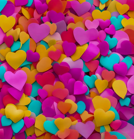 Valentine's day background with colorful hearts. Vector illustration. created with the help of artificial intelligence technologiesの素材