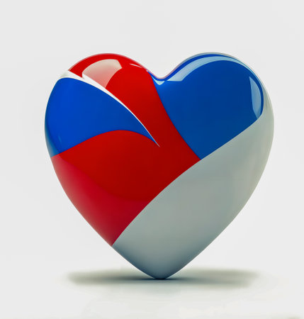Heart with Russian flag on a white background. 3D illustration. created with the help of artificial intelligence technologiesの素材