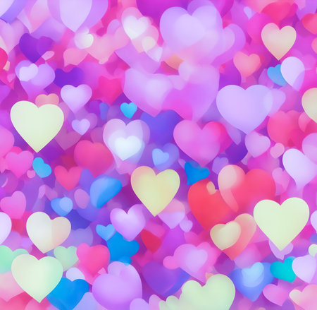 Valentine's day background with colorful hearts. Vector illustration. created with the help of artificial intelligence technologiesの素材