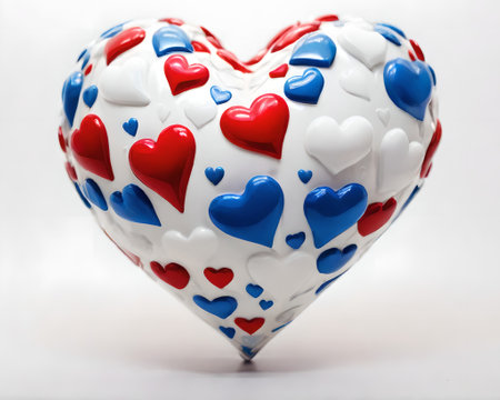 Valentine's day heart-shaped ceramic vase on white background created with the help of artificial intelligence technologiesの素材