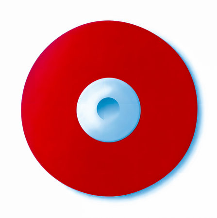 Red CD isolated on white background. 3d illustration. Top view. created with the help of artificial intelligence technologiesの素材