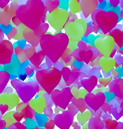 abstract background with colorful hearts for valentine's day. created with the help of artificial intelligence technologiesの素材