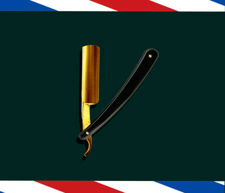 razor on a green background. hairdressing supplies.3D imageの写真素材