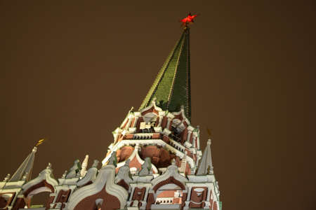 View of the Moscow Kremlin at nightの写真素材