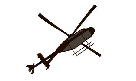 Flying helicopter silhouette drawing sketch vectorのイラスト素材