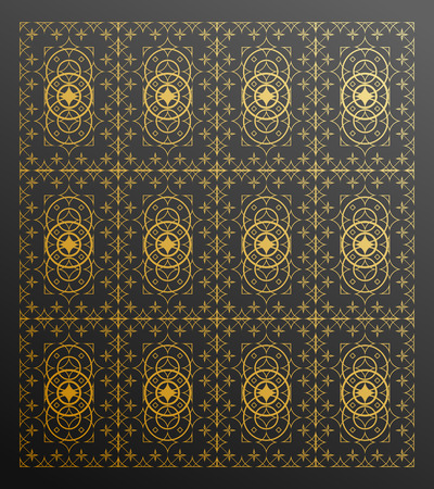 Abstract golden oriental seamless ornament on dark backgroundのイラスト素材