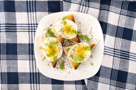 Breakfast egg toastの写真素材