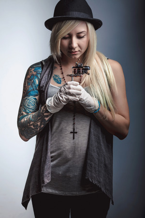 Girl tattoo artistの写真素材