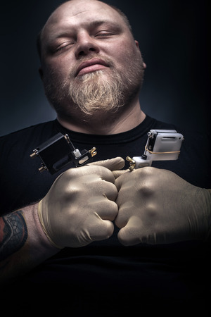 Man tattoo artistの写真素材