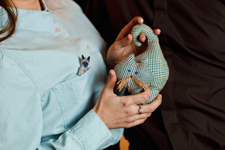 original thematic decoration shirt: silhouette of cat with sticking out his pocketの写真素材