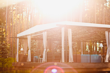 Beautiful stylish modern hotel. The concept of summer vacationの写真素材