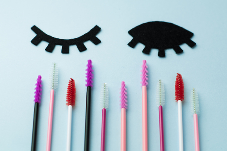 The brush lash, comb, help to keep the shape, also used in eyelash extension applicationの写真素材