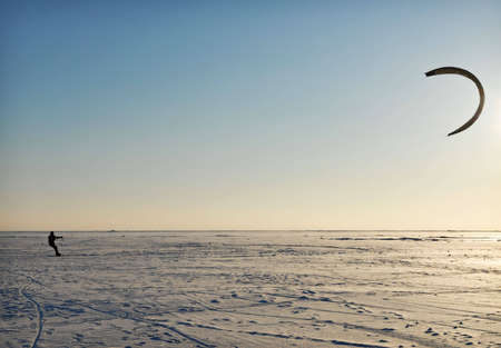 winter kite surfingの写真素材