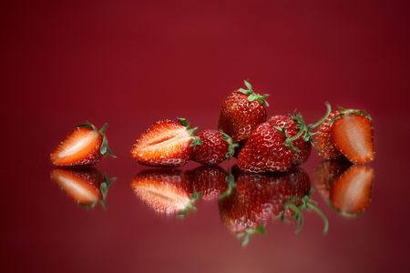 Juicy strawberry on a tableの写真素材