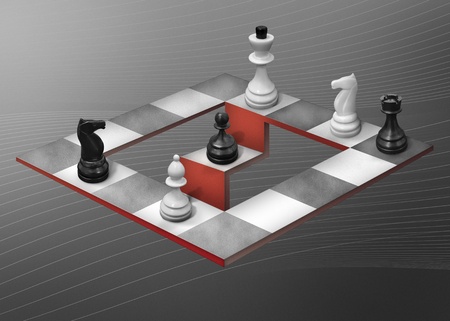 optical illusion in the form of an abstract checkerboard on a gray backgroundの写真素材