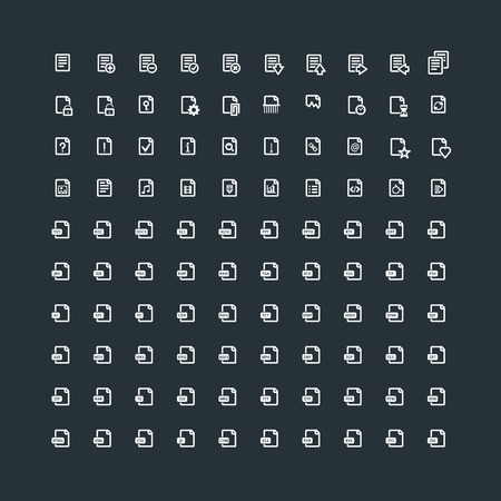 Set of 100 Document Icons. File Extension. File Types. Operations with Documentsのイラスト素材