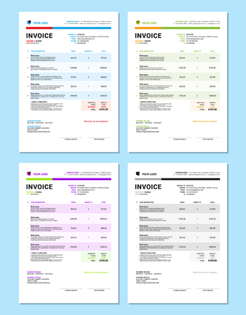 Set of Invoice Design Templates. Stationery Design. Illustrationのイラスト素材