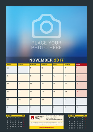 November 2017. Wall Calendar for 2017 Year.のイラスト素材