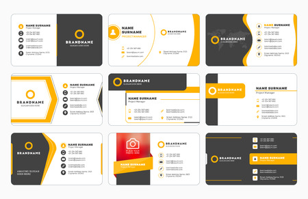 Set of modern business card print templates. Personal visiting card with company  . Vector illustration. Stationery designのイラスト素材