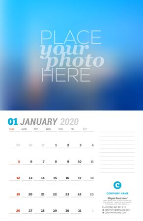 Wall calendar planner template.のイラスト素材
