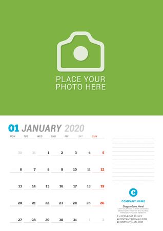 Wall calendar planner template.のイラスト素材