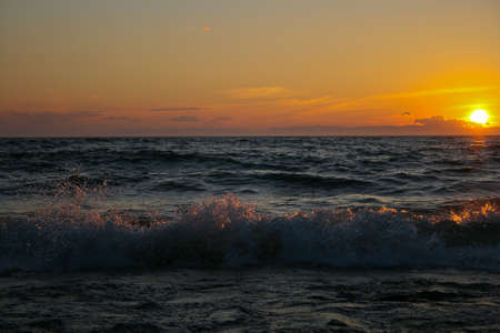 Sunset on lake Baikalの写真素材