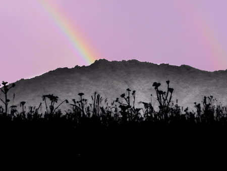the blue outline of the mountainの写真素材