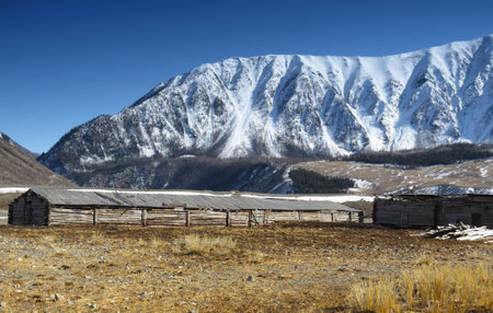 house for sheep in the mountainsの写真素材
