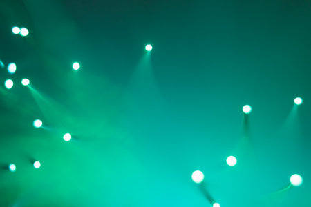 Abstract background. Fantastic fancy plants with colored branches with luminous dots at the ends....