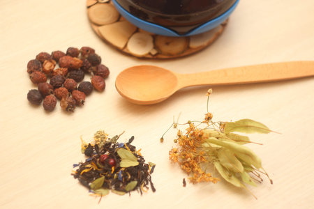 Natural remedies for colds are a natural substitute for pills. Tea from medicinal plants. Dried...