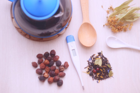 Natural remedies for colds are a natural substitute for pills. Tea from medicinal plants. Dried...